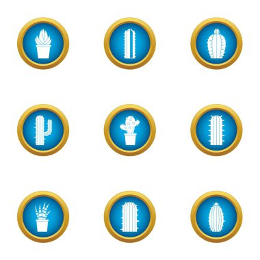 Farklı kaktüs Icons set, düz stil