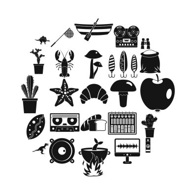 Büyük gıda Icons set, basit tarzı