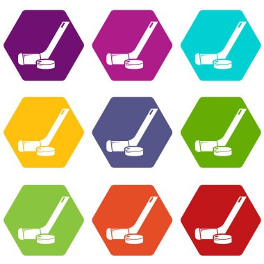 9 vektör sopa yıkayıcı buz hokeyi Icons set