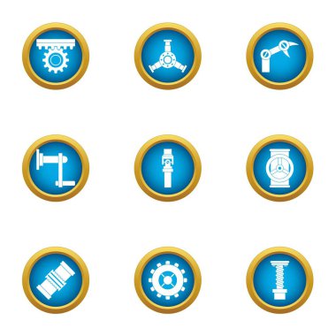 Enerji transferi Icons set, düz stil
