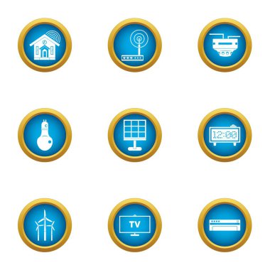 Bağımsız enerji Icons set, düz stil