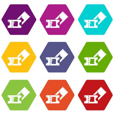 9 vektör buz hokeyi bilet Icons set