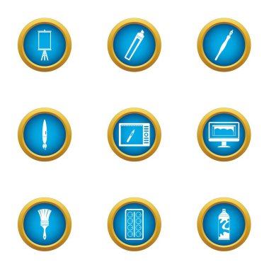 Geliştirmek bir resim Icons set, düz stil