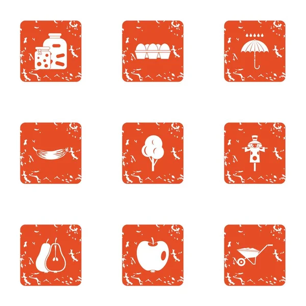 Conjunto de iconos de entorno natural, estilo grunge — Vector de stock