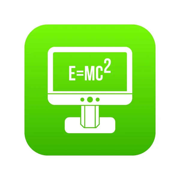 Monitor com Einstein ícone de fórmula verde digital — Vetor de Stock
