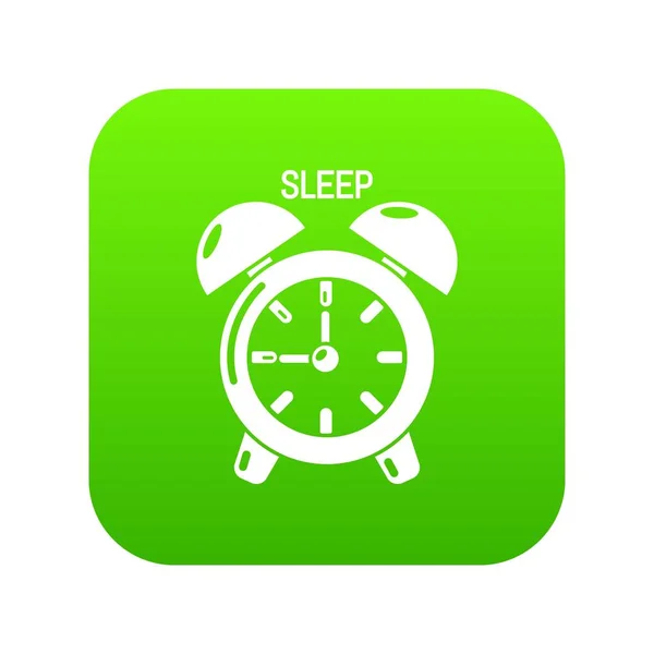 Reloj despertador icono verde vector — Vector de stock