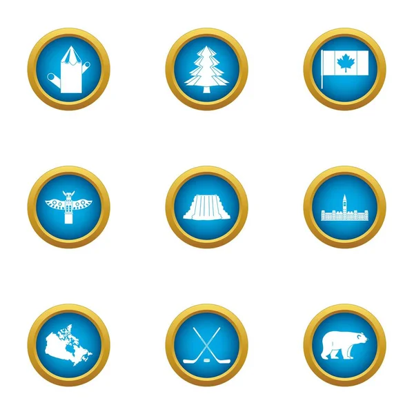 Conjunto de iconos de gente canadiense, estilo plano — Vector de stock