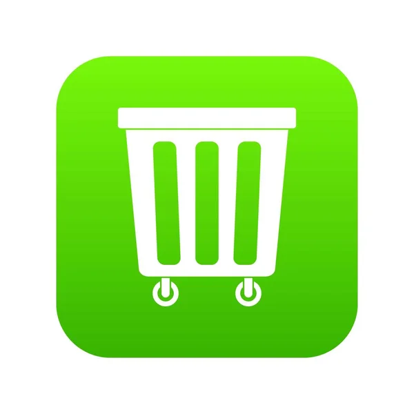 Outdoor plastic trash can icon digital green — Stock Vector