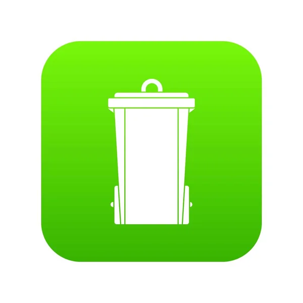 Lixo bin ícone verde digital — Vetor de Stock