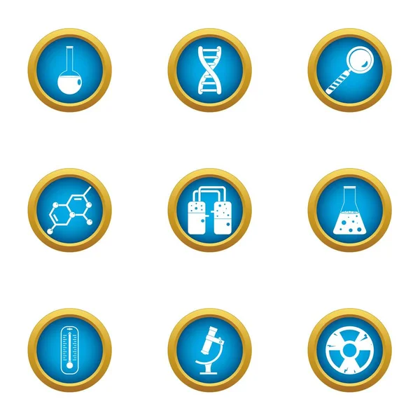 Set di icone della scienza chimica, stile piatto — Vettoriale Stock
