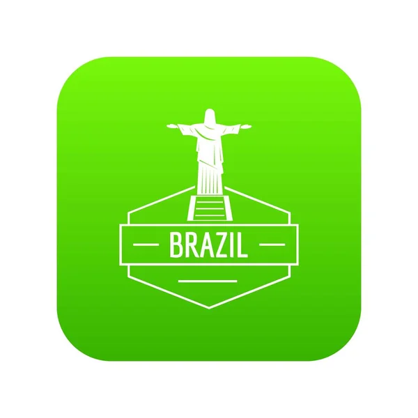 Βραζιλία άγαλμα εικονίδιο πράσινο διάνυσμα — Διανυσματικό Αρχείο