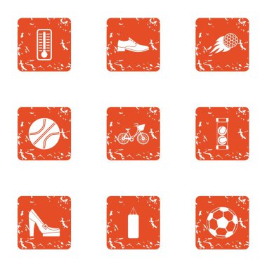 Icons set kick. Beyaz arka plan üzerinde izole web için 9 tekme vektör simge kümesi grunge