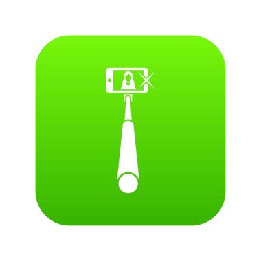 Hareket eden telefon simgesi dijital yeşil sopayla selfie