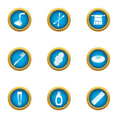 El hijyeni Icons set, düz stil