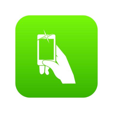 El dijital yeşil cep telefonu simgesini fotoğraf çekmek