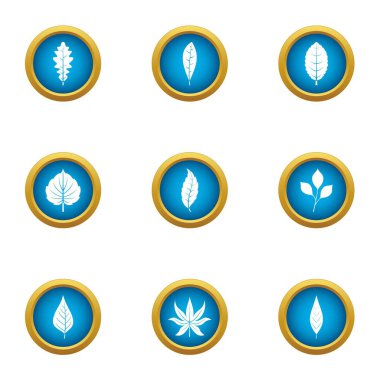 Yaprak Icons set, düz stil