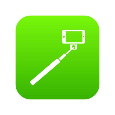 Selfie sopa ve akıllı telefon simgesi dijital yeşil