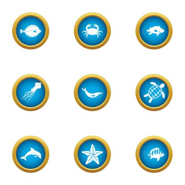 İkamet derinlik Icons set, düz stil