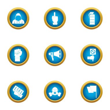 İsyan Icons set, düz stil