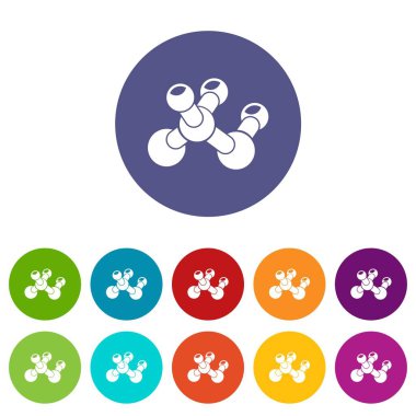 Molekül biyo simgeler vektör renk ayarla