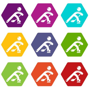 9 vektör hokey oyuncu Icons set