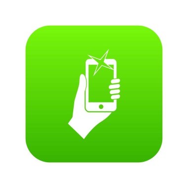 Hareket eden telefon simgesi dijital yeşil fotoğraflandı el