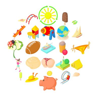 Kaygısız Icons set, karikatür tarzı