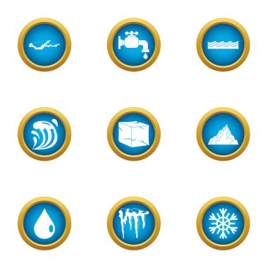 Buz Icons set, düz stil parçası