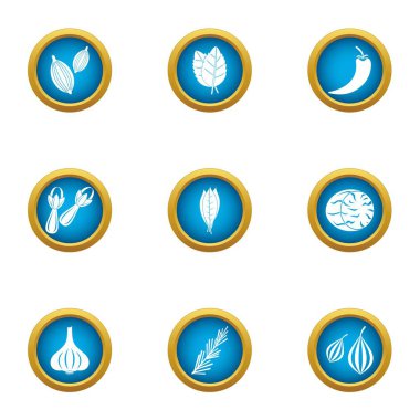 Baharat gıda simgeler ayarla, stil düz