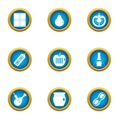 Modern gıda Icons set, düz stil
