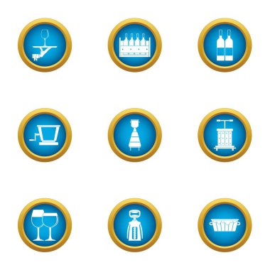 Alkol hukuku Icons set, düz stil