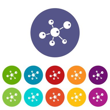 Molekül araştırma simgeler vektör renk ayarla