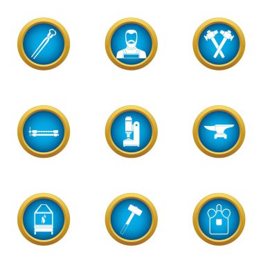 Metal iş Icons set, düz stil