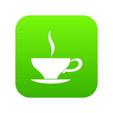 Herhangi bir tasarım üzerinde beyaz vektör illüstrasyon izole için simge dijital yeşil çay fincan