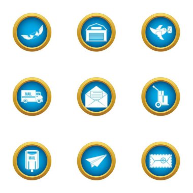 Coat of posta Icons set, düz stil