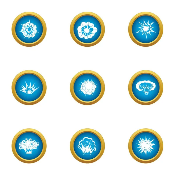 Blast wave icons set, flat style — Stock Vector