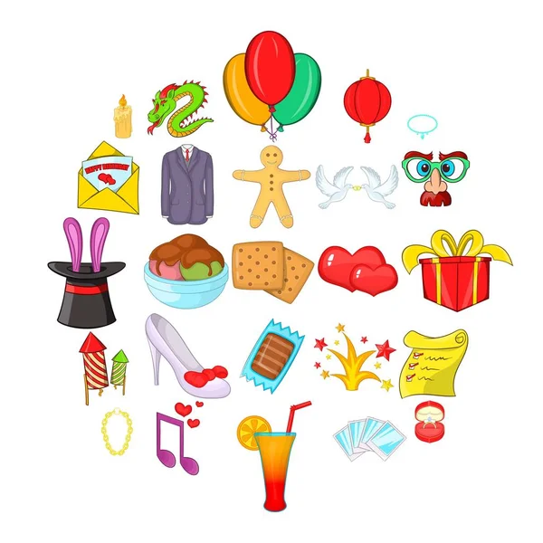 Conjunto de ícones de roupas festivas, estilo cartoon —  Vetores de Stock