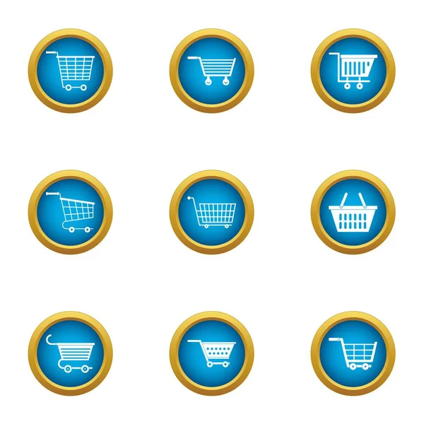 Trolley iconen set, vlakke stijl — Stockvector