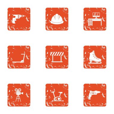 Donatmak simülatörü Icons set, grunge tarzı