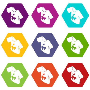 9 vektör kirli tshirt Icons set