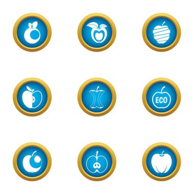 Elma püresi Icons set, düz stil