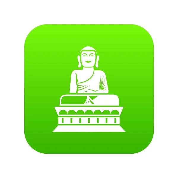 Statue de Bouddha icône numérique vert — Image vectorielle