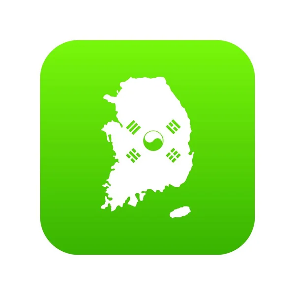 Corea del Sur mapa con el icono de la bandera digital verde — Archivo Imágenes Vectoriales