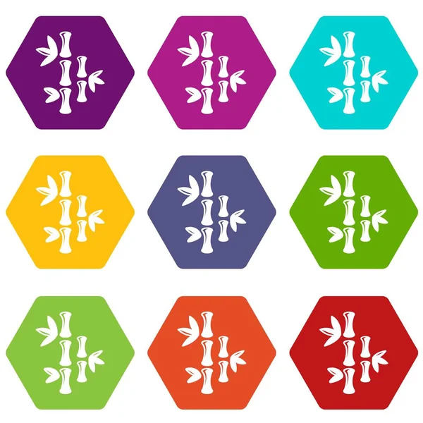 9 vektör doğal bambu Icons set