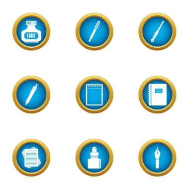 Mürekkep simgeler kümesi, düz stil yazma