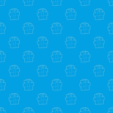 Hediye kutusunda desen vektör kesintisiz mavi