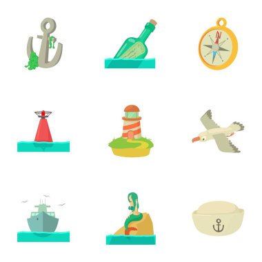 Isle Icons set, karikatür tarzı