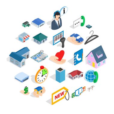 Ev Icons set, izometrik stili