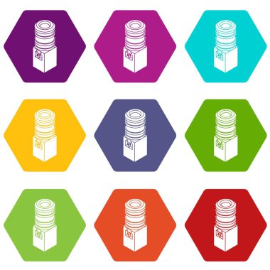 9 vektör Office su soğutucu Icons set