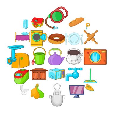 Housecraft Icons set, karikatür tarzı